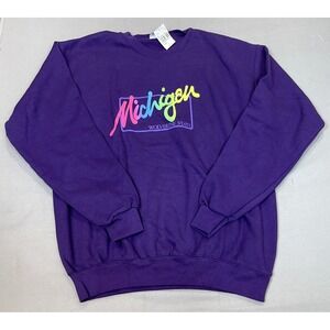 VINTAGE Sweatshirt Cheetah Mervyns unisex Large Michigan Wolverine State New old